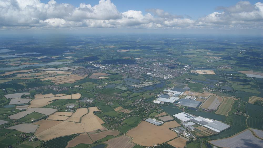 View of Chichester looking west with Tangmere in the foreground