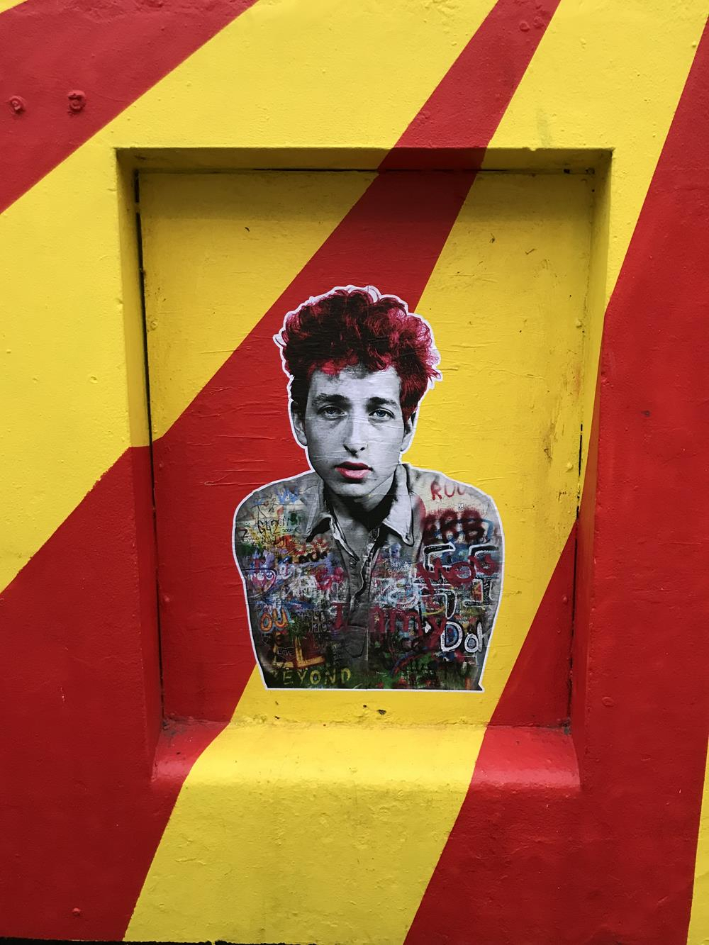 Bob Dylan paste up street art by The Postman