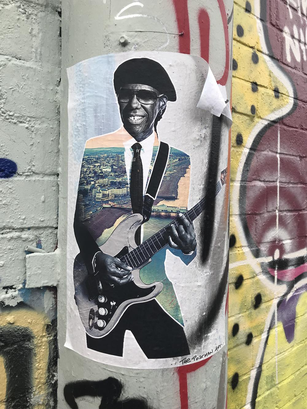 Nile Rogers paste up street art by The Postman