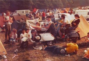 Jo Jackon and friends at a 1980s scooter rally