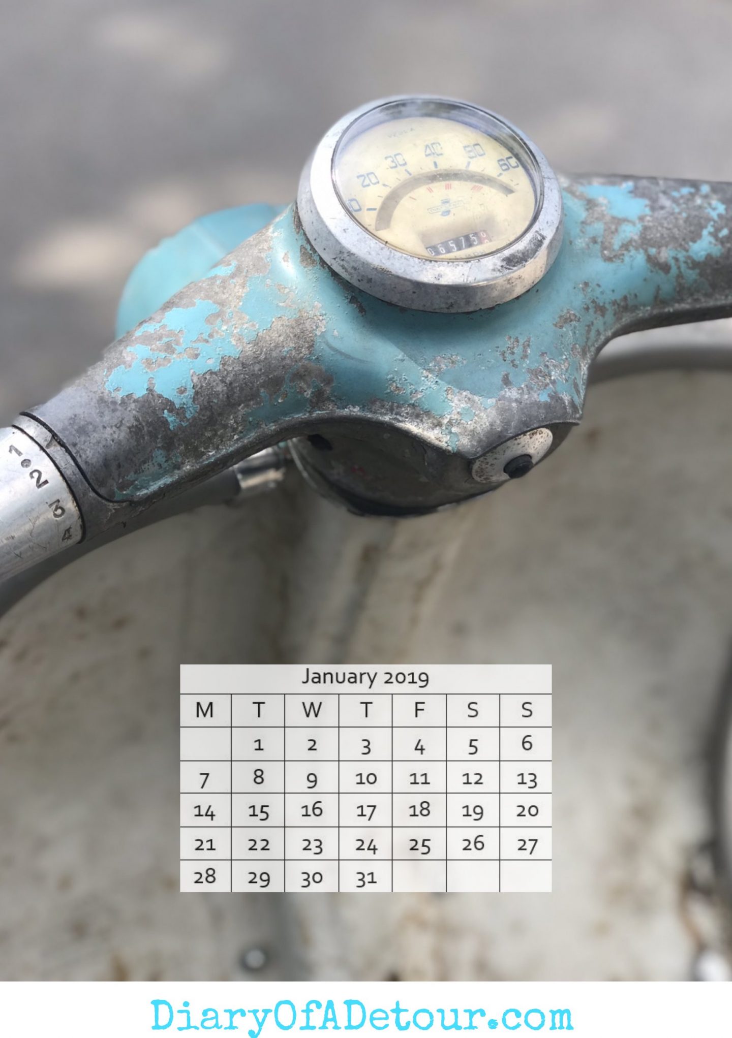 Rusty scooter wallpaper featuring a Lambretta headset