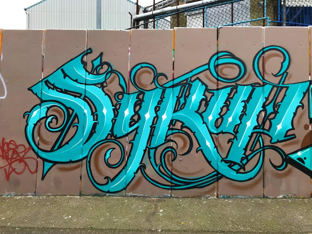 Graffiti by Syrup in Specks Lane near Fratton Park in Portsmouth