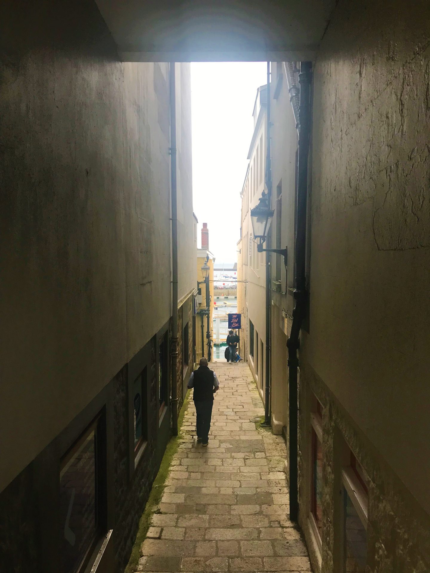 A venelle, or alleyway, leading from the town to the harbour in St Peter Port