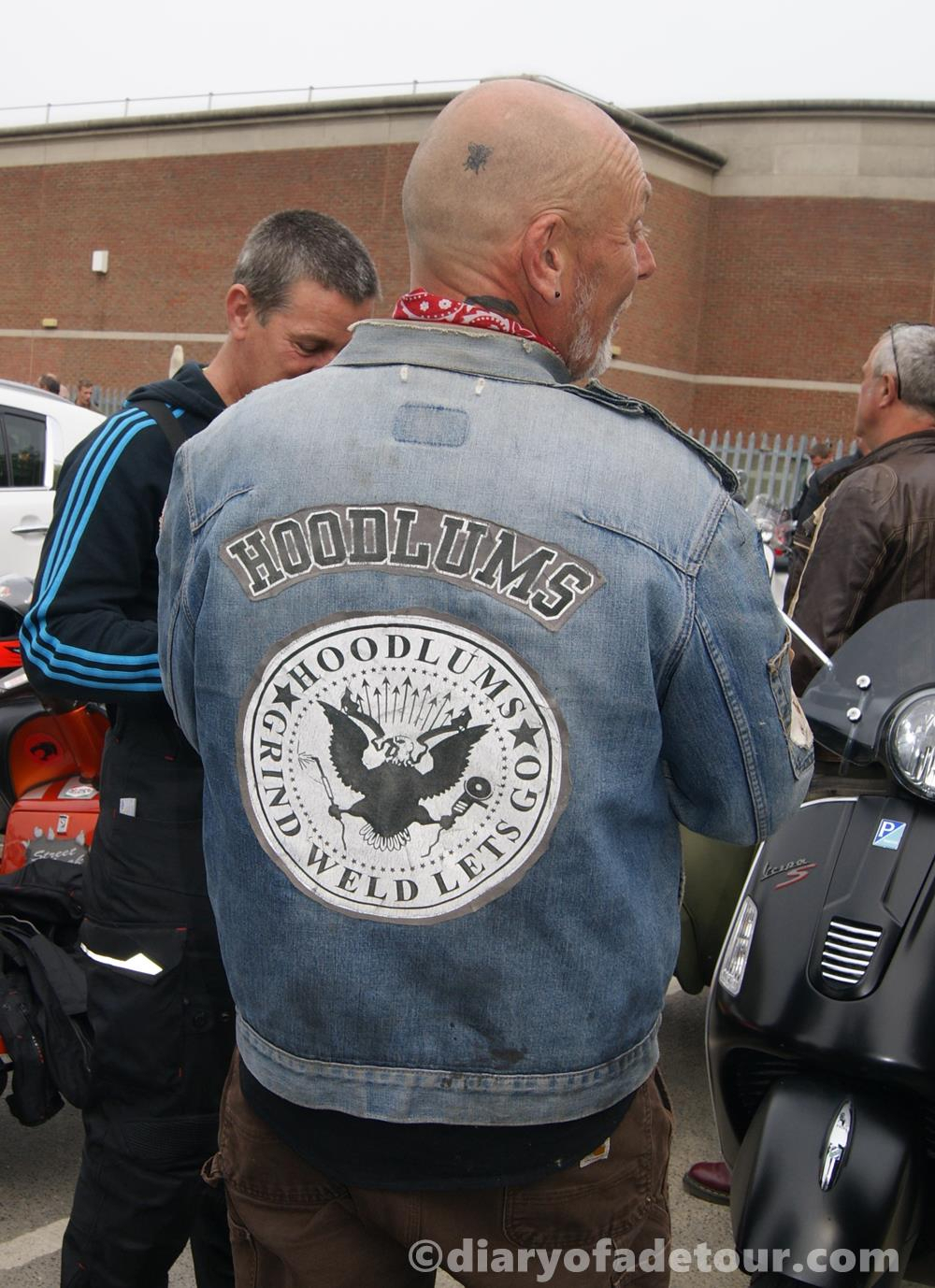 Hoodlums scooter club patch on a denim jacket