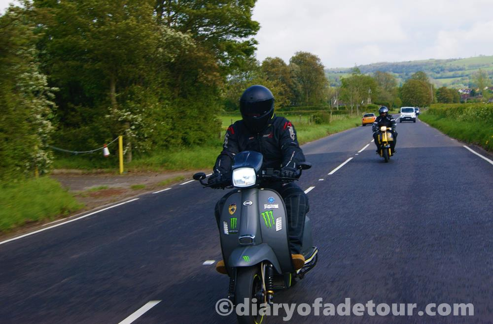 Scomadi being ridden to Weston Super Mare scooter rally