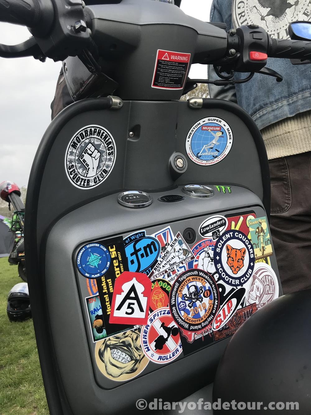 Scomadi toolbox covered in stickers