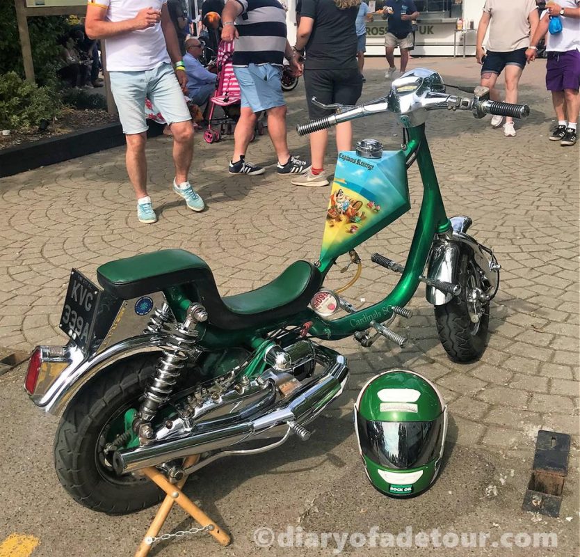 Green custom Lambretta with a Captain Pugwash theme