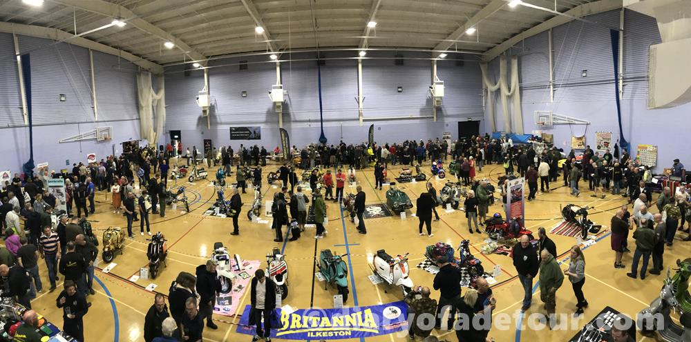 Scooters and punters in Hall 2 at Scooter Expo 2019