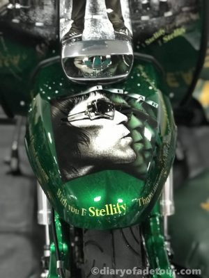 Stelify-FEAR-Ian-Brown-custom-Lambretta (5) Lambretta front mudguard with Ian Brown mural and Stellify text