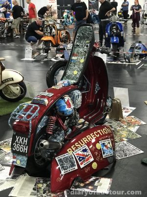 Stone-Roses-custom-Lambretta Resurrection, a Stone Roses themed custom Lambretta on show at Scooter Expo in Alfreton