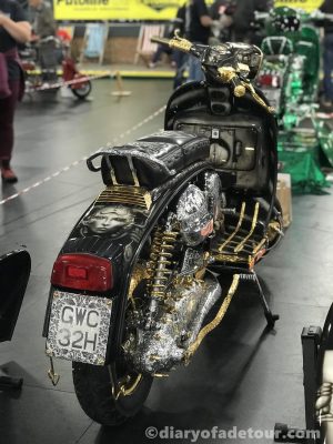 Wake-Lambretta-chrome Rear view of custom Lambretta Wake on display at Scooter Expo in 2019