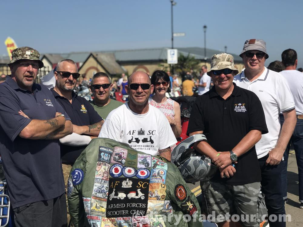 Members of the Armed Forces Scooter Club at the Isle of Wight rideout in 2019