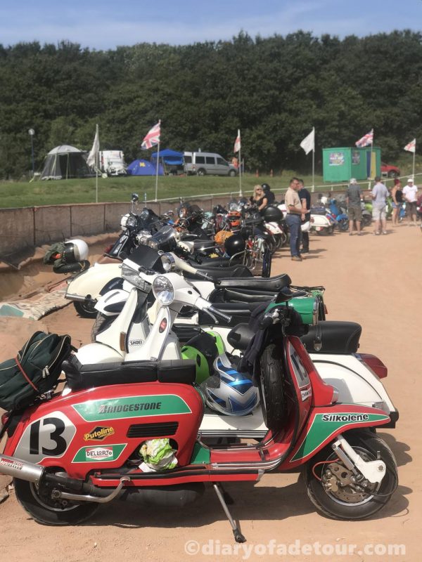 Scooters lined up at Smallbrook Stadium.