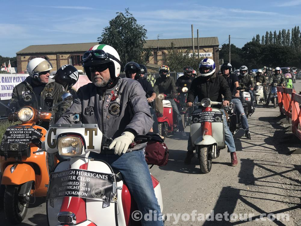 Scooter riders at Smallbrook Stadium at the Isle of Wight scooter rally
