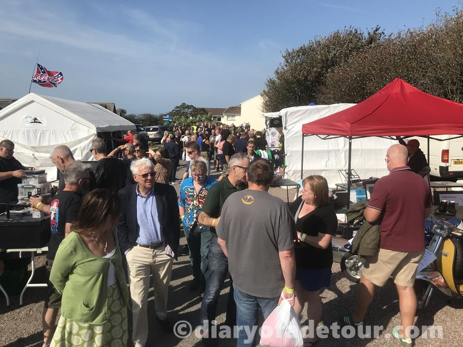 Scooterists at the stalls at the Woolacombe Scooter Rally in 2019