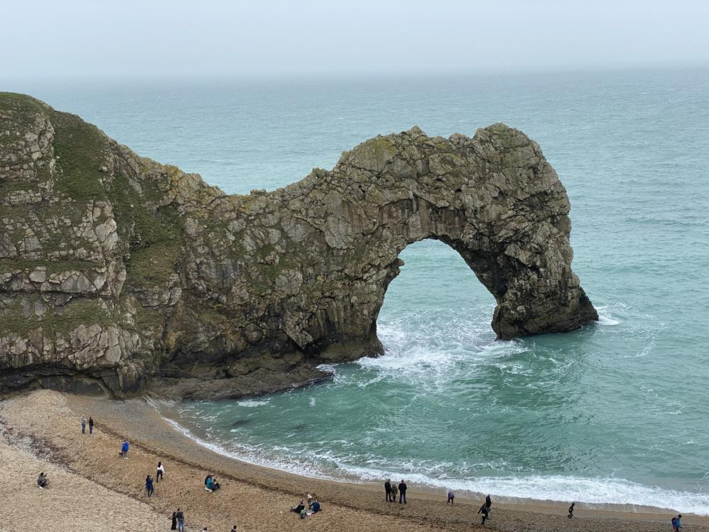 Durdle Door rock and beach, in Dorset