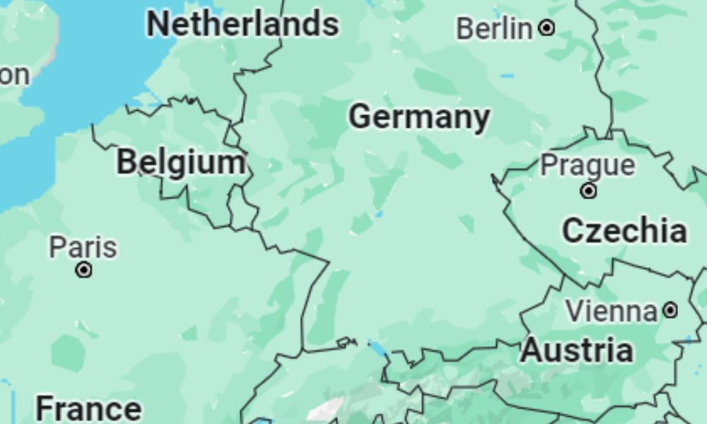 Map which includes France, Belgium, Netherlans, Germany, Czechia, Austria, Switzerland and Italy.